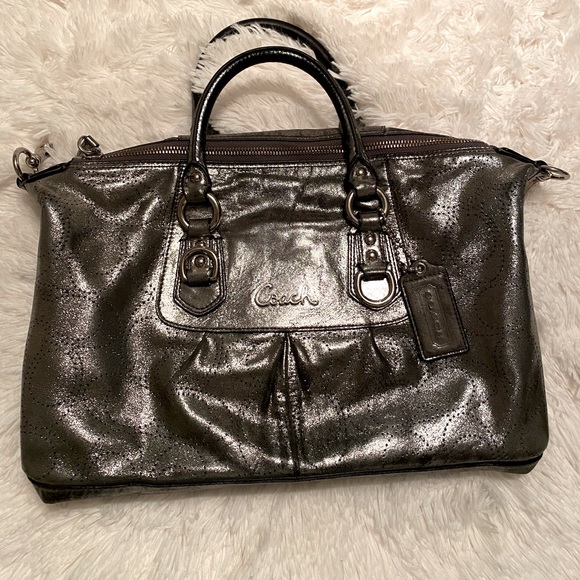 Coach Handbags - SILVER METALLIC COACH PURSE used